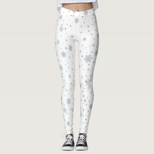 Winter Waterverf Snowflakes kerst Leggings (Voorkant)