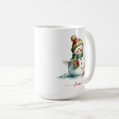 Winter Waterverf Snowman gepersonaliseerde kerst Koffiemok (Voorkant rechts)