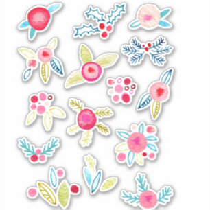 Winter Waterverf Sprigs en Foliage Sticker