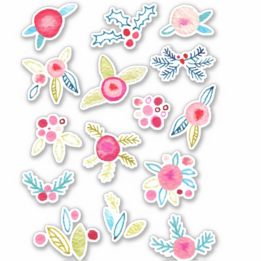 Winter Waterverf Sprigs en Foliage Sticker (Voorkant)