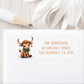 Winter Waterverf Texas Longhorn Calf Garland Etiket (Insitu)