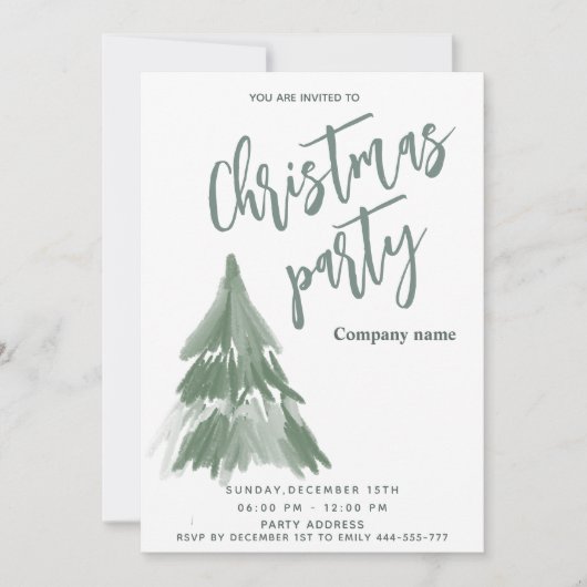 Winter waterverf Tree Christmas Party Corporate Kaart (Voorkant)