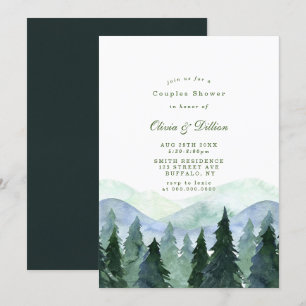 Winter Waterverf Trees Couples Shower Invites