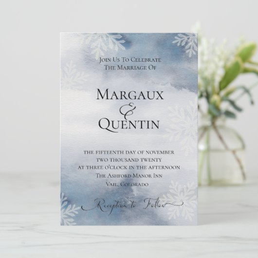 Winter Waterverf Trouwkaart Kaart (Staand voorkant)