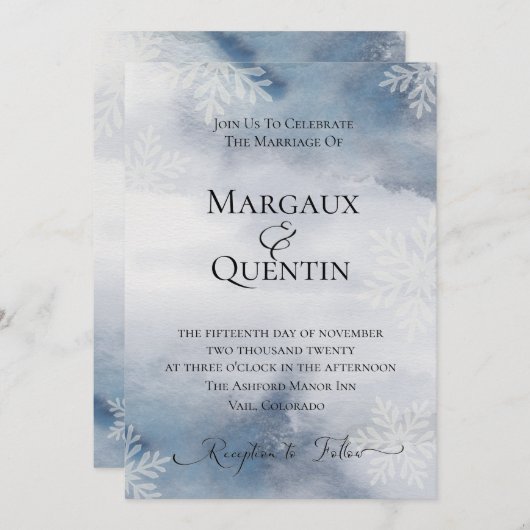 Winter Waterverf Trouwkaart Kaart (Voorkant / Achterkant)