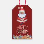 Winter Waterverf Vrolijk Kerstmis Santa Gift Label Cadeaulabel (Voorkant)