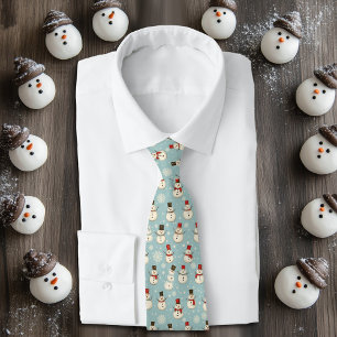 Winter Waterverf Whimsical Snowman Stropdas