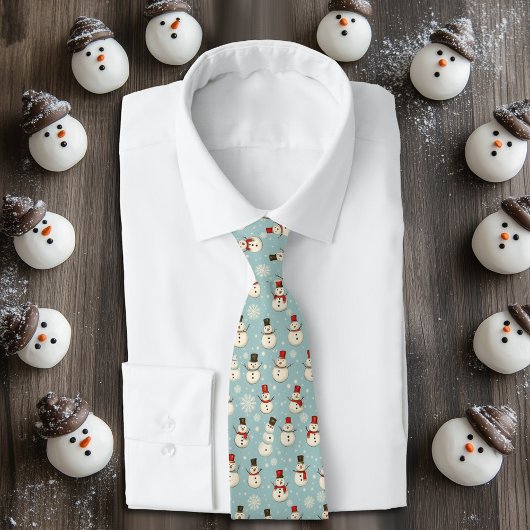 Winter Waterverf Whimsical Snowman Stropdas