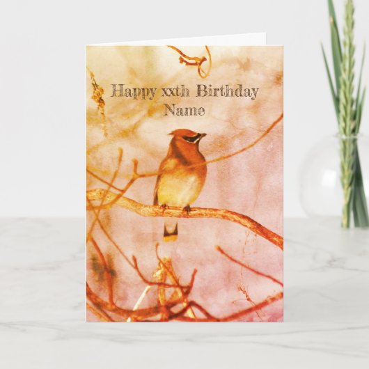 Winter Waxwing Bird Natuur Personalized Birthday Kaart (Voorkant)