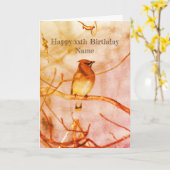 Winter Waxwing Bird Natuur Personalized Birthday Kaart (Gele Bloem)