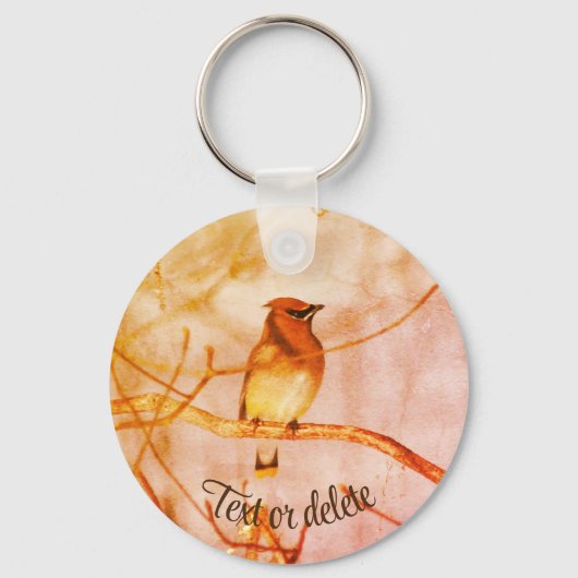 Winter Waxwing Wildlife  - Gepersonaliseerd Sleutelhanger (Achterkant)