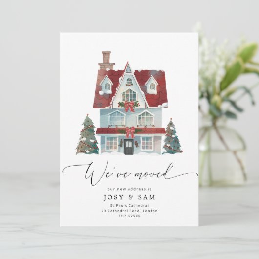 Winter We hebben verhuisde aankondiging (Staand voorkant)