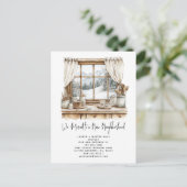 Winter We hebben verplaatst rustieke Pine Waterver Aankondigingskaart (Staand voorkant)