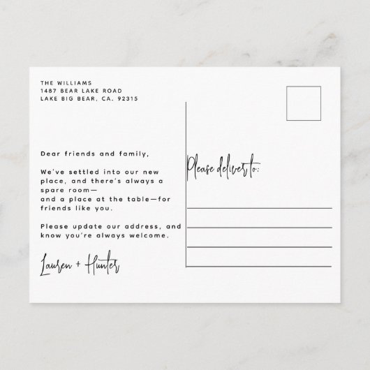 Winter We hebben Waterverf Pine Trees Holiday verp Aankondigingskaart (Achterkant)