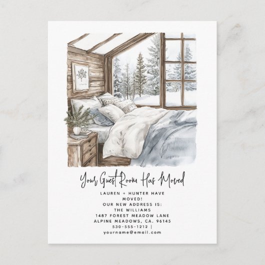 Winter We hebben Waterverf Pine Trees Holiday verp Aankondigingskaart (Voorkant)