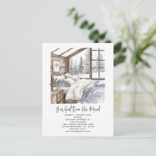 Winter We hebben Waterverf Pine Trees Holiday verp Aankondigingskaart (Staand voorkant)