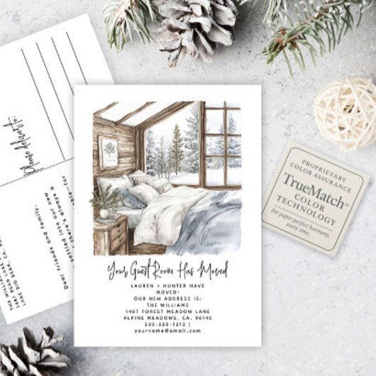 Winter We hebben Waterverf Pine Trees Holiday verp Aankondigingskaart