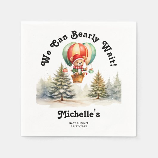 Winter We kunnen bijna wachten op kerst Baby showe Servet (Voorkant)