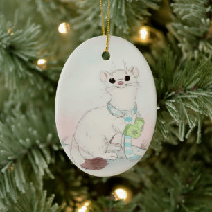 Winter Weasel kerstboomversiering Keramisch Ornament