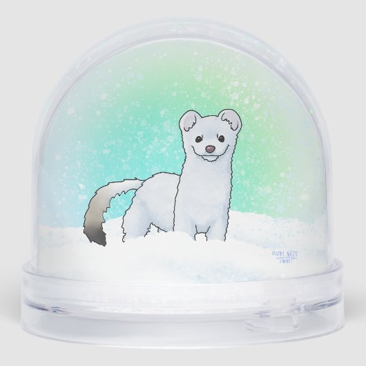 Winter Weasel Stoat Christmas Art Sneeuwbol (Achterkant)
