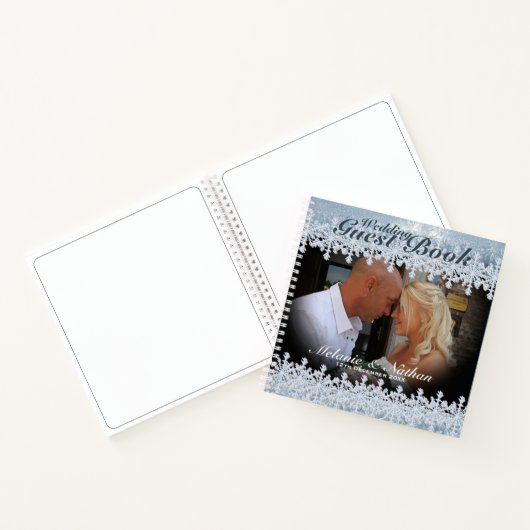 Winter Weddenschap Aangepaste foto gastboek Notitieboek (Binnen)
