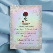 Winter Weddenschap Beauty Roos Dome Holographic Kaart