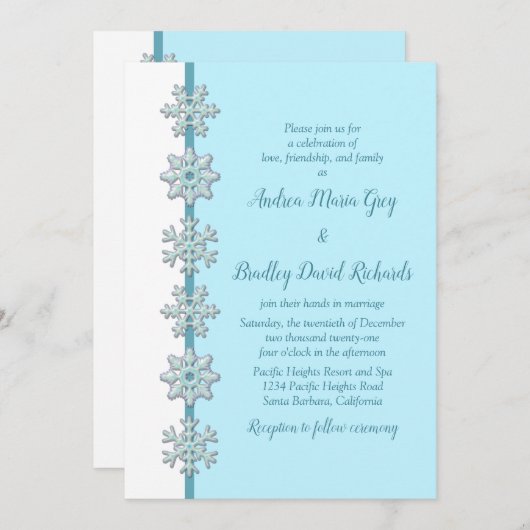 Winter Weddenschap | Blauwe sneeuwvlokken Buttonne Kaart (Voorkant / Achterkant)