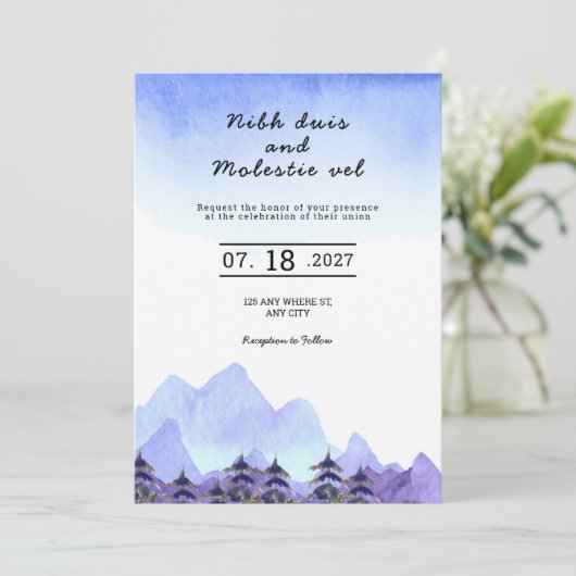 Winter Weddenschap Bomen Editable Party Kaart (Staand voorkant)