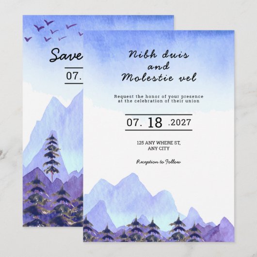 Winter Weddenschap Bomen Editable Party Kaart (Voorkant / Achterkant)