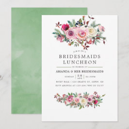 Winter Weddenschap Bridesmaids Luncheon Floral Inv Kaart