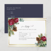Winter Weddenschap Burgundy Rozen Eucalyptus Briefkaart (Voorkant / Achterkant)
