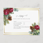 Winter Weddenschap Burgundy Rozen Eucalyptus Briefkaart (Voorkant)