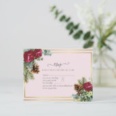 Winter Weddenschap Burgundy Rozen Eucalyptus Briefkaart (Staand voorkant)