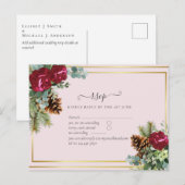 Winter Weddenschap Burgundy Rozen Eucalyptus Briefkaart (Voorkant / Achterkant)