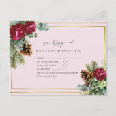 Winter Weddenschap Burgundy Rozen Eucalyptus Briefkaart (Voorkant)