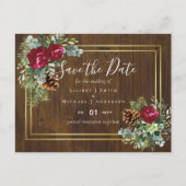 Winter Weddenschap Burgundy Rozen Eucalyptus Briefkaart (Voorkant)