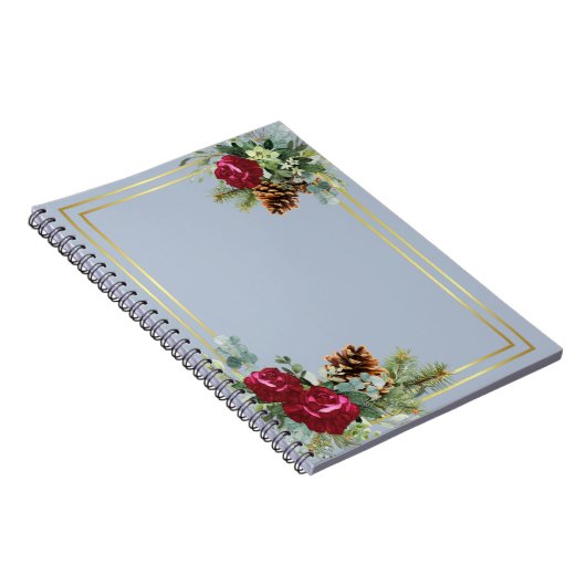 Winter Weddenschap Burgundy Rozen Eucalyptus Notitieboek (Rechterzijde)