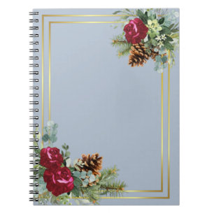 Winter Weddenschap Burgundy Rozen Eucalyptus Notitieboek