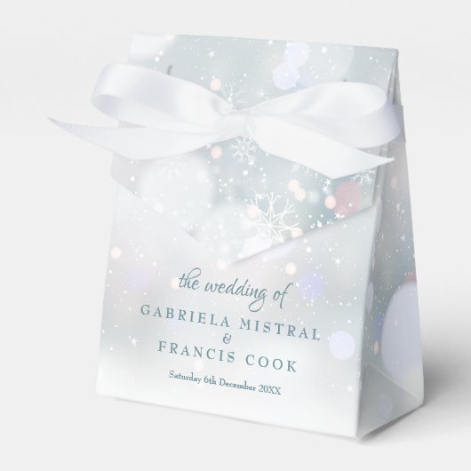 Winter Weddenschap eerste sneeuwvlokken voor de de Bedankdoosjes (Voorkant Zijde)