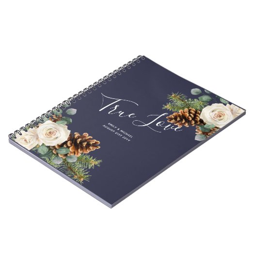 Winter Weddenschap Eucalyptus Greenery White Roses Notitieboek (Linkerzijde)