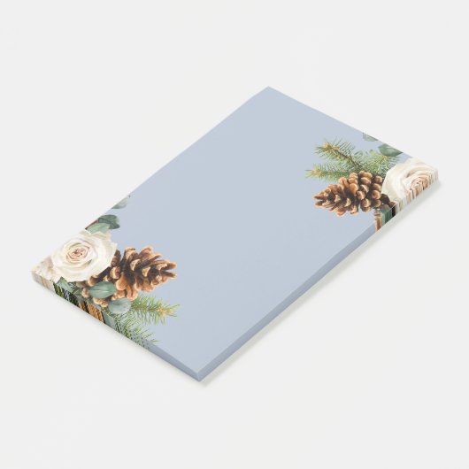 Winter Weddenschap Eucalyptus Greenery White Roses Post-it® Notes (Schuin)