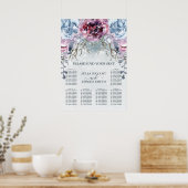 Winter Weddenschap Floral Sneeuwblauw Poster (Keuken)