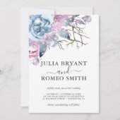 Winter Weddenschap Floral Sneeuwuitnodiging Kaart (Voorkant)