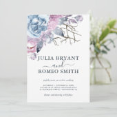 Winter Weddenschap Floral Sneeuwuitnodiging Kaart (Staand voorkant)