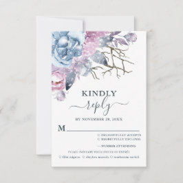Winter Weddenschap Floral Snow Meal Choice RSVP Kaartje