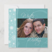 Winter Weddenschap Fotouitnodigingspaarten Kaart (Achterkant)