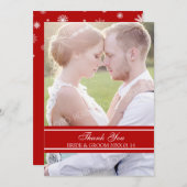 Winter Weddenschap Hartelijk dank Foto's Rood Whit Bedankkaart (Voorkant / Achterkant)