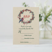 Winter Weddenschap Kerstmis Holly Berry Bird Kaart (Staand voorkant)