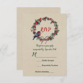 Winter Weddenschap Kerstmis Holly Berry Bird Kaart (Voorkant / Achterkant)