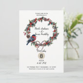 Winter Weddenschap Kerstmis Holly Berry Bird Kaart (Staand voorkant)